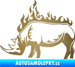 Samolepka Animal flames 049 levá nosorožec škrábaný kov zlatý