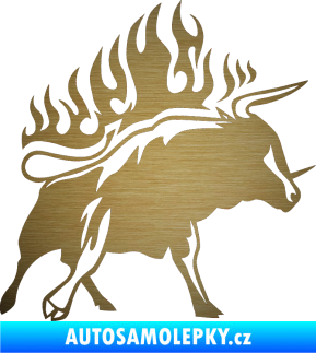 Samolepka Animal flames 055 pravá býk škrábaný kov zlatý