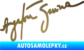 Samolepka Podpis Ayrton Senna škrábaný kov zlatý