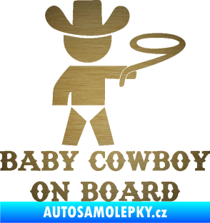 Samolepka Baby cowboy on board pravá škrábaný kov zlatý