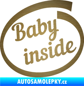 Samolepka Baby inside dítě v autě nápis škrábaný kov zlatý