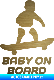 Samolepka Baby on board 008 pravá skateboard škrábaný kov zlatý