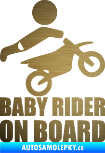 Samolepka Baby rider on board pravá škrábaný kov zlatý