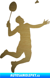 Samolepka Badminton 001 pravá škrábaný kov zlatý