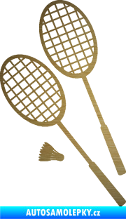 Samolepka Badminton rakety levá škrábaný kov zlatý