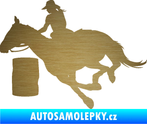 Samolepka Barrel racing 001 levá cowgirl rodeo škrábaný kov zlatý
