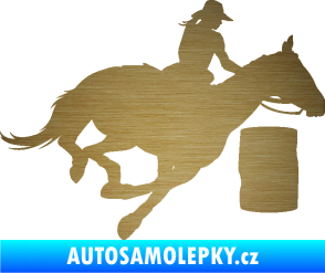 Samolepka Barrel racing 001 pravá cowgirl rodeo škrábaný kov zlatý