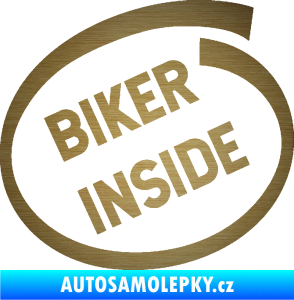 Samolepka Biker inside 005 nápis škrábaný kov zlatý