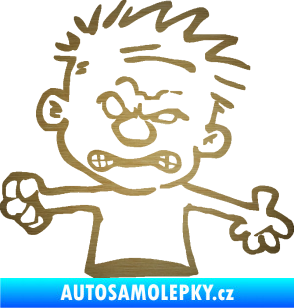 Samolepka Boy rozzlobenej levá škrábaný kov zlatý