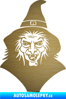 Samolepka Čarodějnice 002 pravá hlava s kloboukem škrábaný kov zlatý