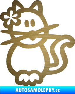 Samolepka Cartoon family kočička Hawaii škrábaný kov zlatý