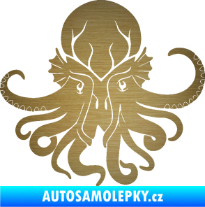 Samolepka Chobotnice 002 pravá škrábaný kov zlatý
