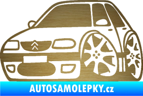Samolepka Citroen saxo karikatura levá škrábaný kov zlatý
