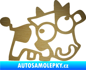 Samolepka Crazy cow pravá škrábaný kov zlatý