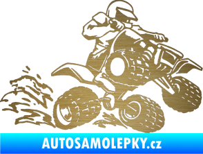 Samolepka Čtyřkolka 003 pravá škrábaný kov zlatý