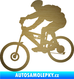 Samolepka Cyklista 009 levá horské kolo škrábaný kov zlatý