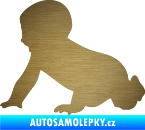 Samolepka Dítě v autě 025 levá miminko silueta škrábaný kov zlatý