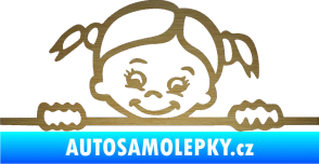 Samolepka Dítě v autě 030 levá malá slečna hlavička škrábaný kov zlatý
