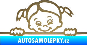 Samolepka Dítě v autě 030 pravá malá slečna hlavička škrábaný kov zlatý
