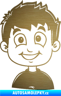 Samolepka Dítě v autě 065 levá kluk škrábaný kov zlatý