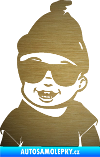 Samolepka Dítě v autě 081 levá chlapeček v brýlích škrábaný kov zlatý