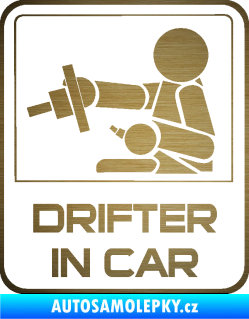 Samolepka Drifter in car 001 škrábaný kov zlatý