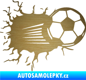 Samolepka Fotbalový míč 005 pravá škrábaný kov zlatý