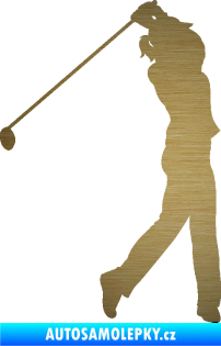 Samolepka Golfistka 013 pravá škrábaný kov zlatý