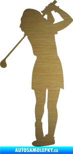 Samolepka Golfistka 014 levá škrábaný kov zlatý