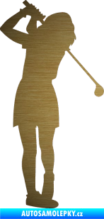 Samolepka Golfistka 014 pravá škrábaný kov zlatý