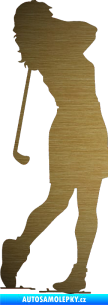 Samolepka Golfistka 015 levá škrábaný kov zlatý