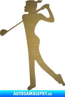Samolepka Golfistka 016 levá škrábaný kov zlatý