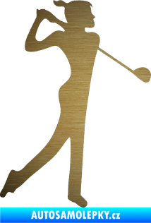 Samolepka Golfistka 016 pravá škrábaný kov zlatý