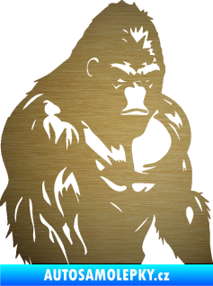Samolepka Gorila 004 pravá škrábaný kov zlatý