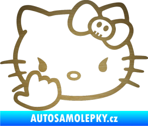 Samolepka Hello Kitty fuck škrábaný kov zlatý