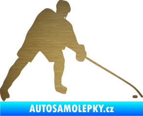 Samolepka Hokejista 002 pravá škrábaný kov zlatý