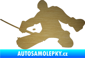 Samolepka Hokejista 015 levá brankář škrábaný kov zlatý