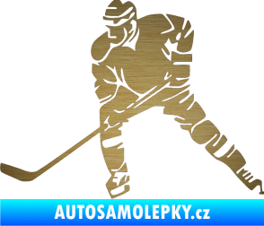 Samolepka Hokejista 026 levá škrábaný kov zlatý