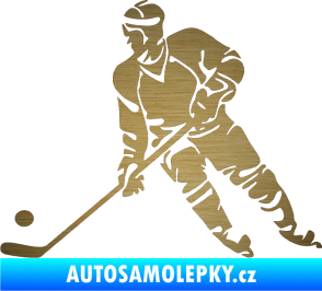 Samolepka Hokejista 027 levá škrábaný kov zlatý