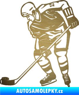 Samolepka Hokejista 029 levá škrábaný kov zlatý