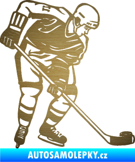 Samolepka Hokejista 029 pravá škrábaný kov zlatý