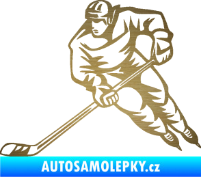 Samolepka Hokejista 030 levá škrábaný kov zlatý