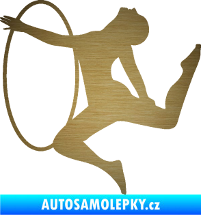 Samolepka Hula Hop 002 levá gymnastka s obručí škrábaný kov zlatý