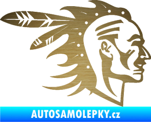Samolepka Indián 003 pravá škrábaný kov zlatý