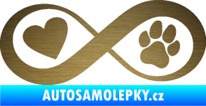Samolepka Infinity 002 srdce a tlapka levá škrábaný kov zlatý