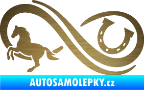 Samolepka Infinity 005 levá koník s podkovou škrábaný kov zlatý