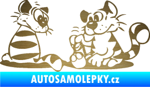 Samolepka Interiér 010 pravá kočičky škrábaný kov zlatý