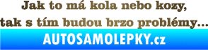 Samolepka Jak to má kola nebo kozy, tak s tím budou brzo problémy škrábaný kov zlatý