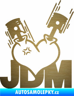 Samolepka JDM heart  škrábaný kov zlatý