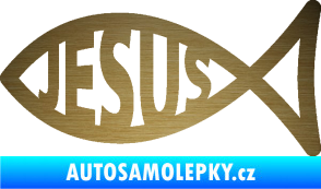 Samolepka Jesus rybička 003 křesťanský symbol škrábaný kov zlatý